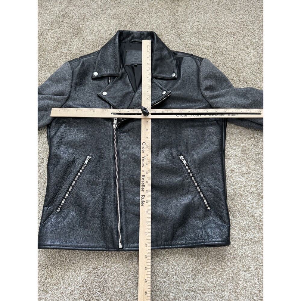 Alexander McQueen Leather Biker Jacket Men’s IT46 Asymmetrical Wool Sleeve - Picture 2 of 14